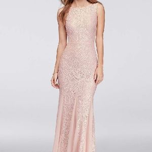 Stretch lace bridesmaid dress with godet skirt